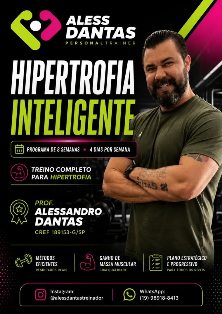 Capa do programa Hipertrofia Inteligente, do Prof. Alessandro Dantas